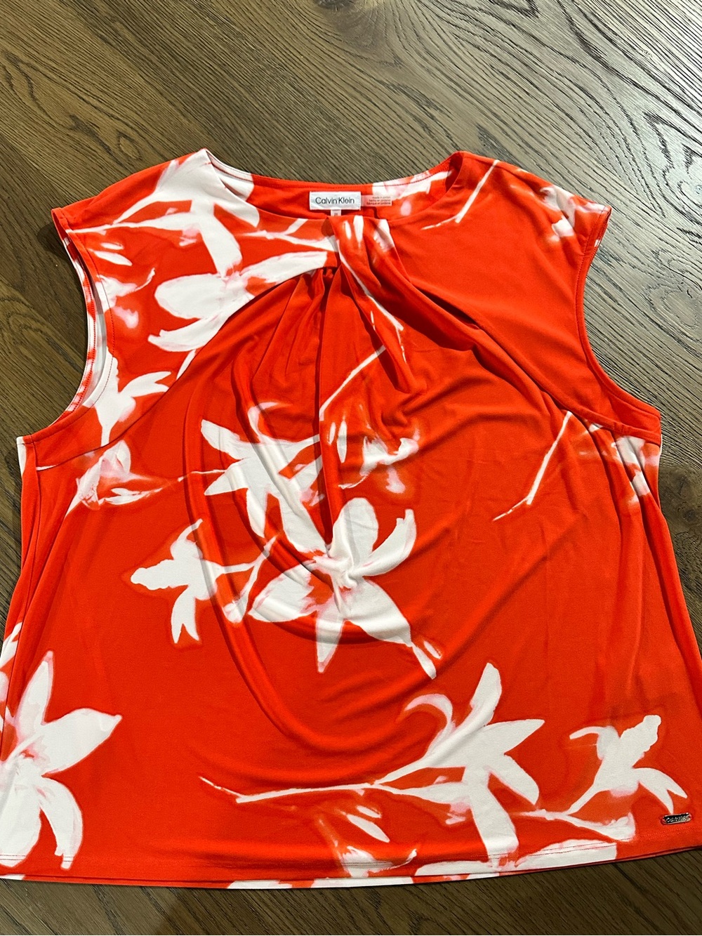 Calvin Klein - Orange Red - Floral Top - 2X